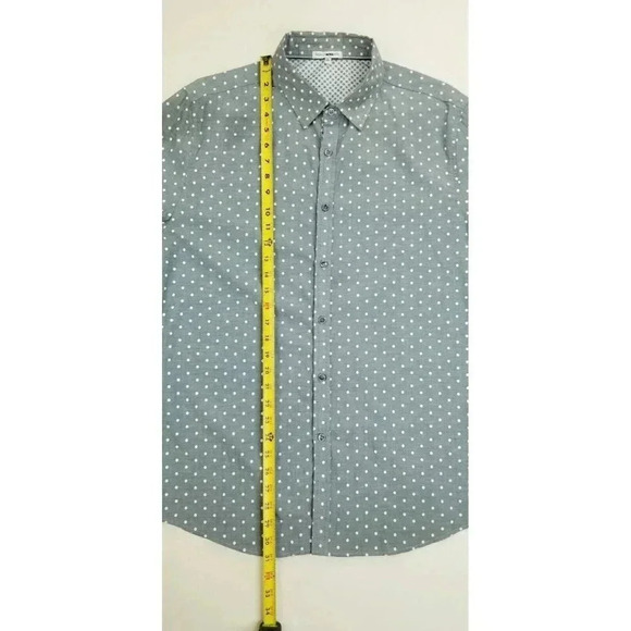 Fashion Nova Size XL Men's Sheer Gray White Polka Dots Long Sleeve Cotton Shirt - Picture 8 of 11